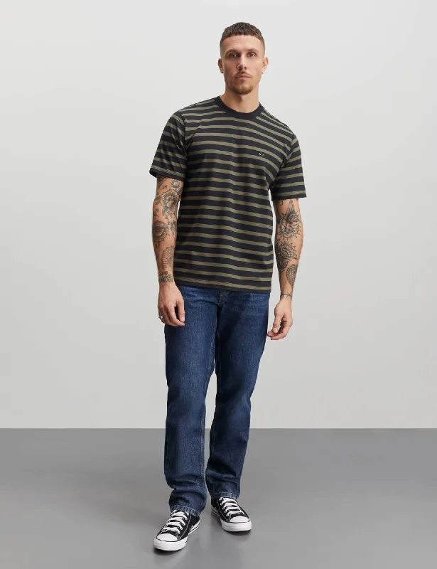 Business Cotton Jersey Stripe Frode Tee, Kalamata/Jet Black