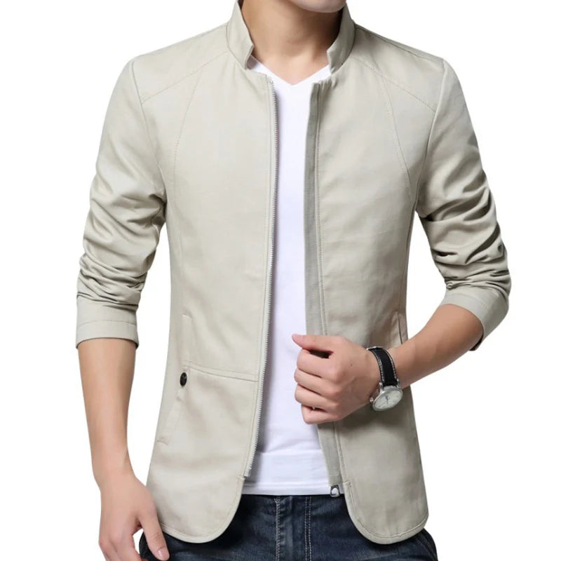 Casual-chic Men's Cotton Full Sleeve Zipper Closure Plain Pattern Jacket