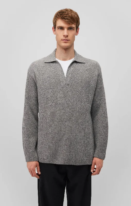 Bold POLO COLLAR SWEATER IN GREY MELANGE