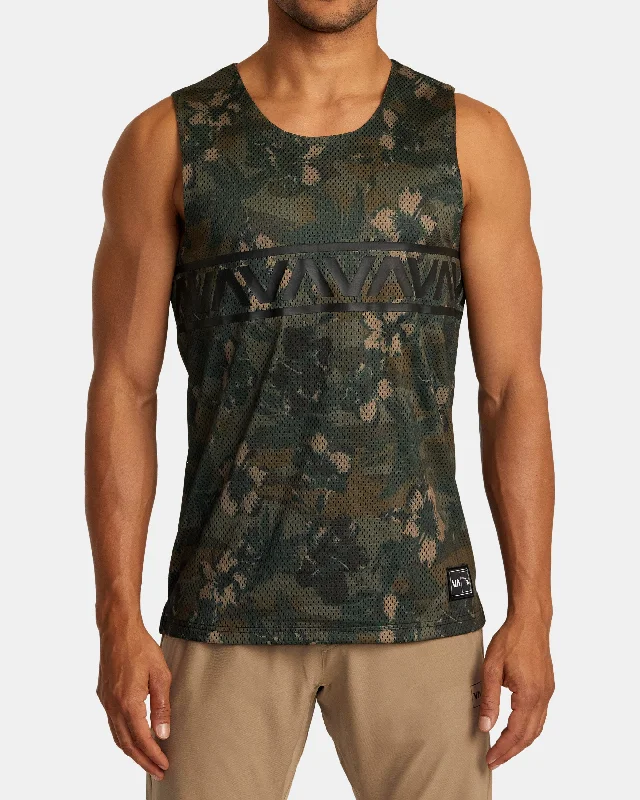 Modern Hawaii Taro Mesh Tank Top - Floral Camo