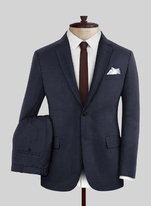 Pinstripe Hardy Minnis Dark Blue Glen Wool Suit