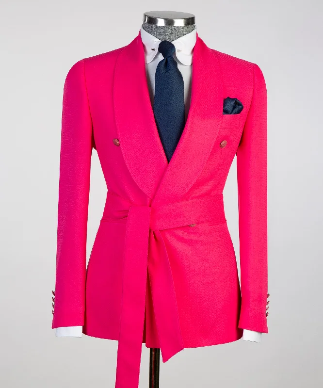 Relaxed Belted Neon Pink Suit