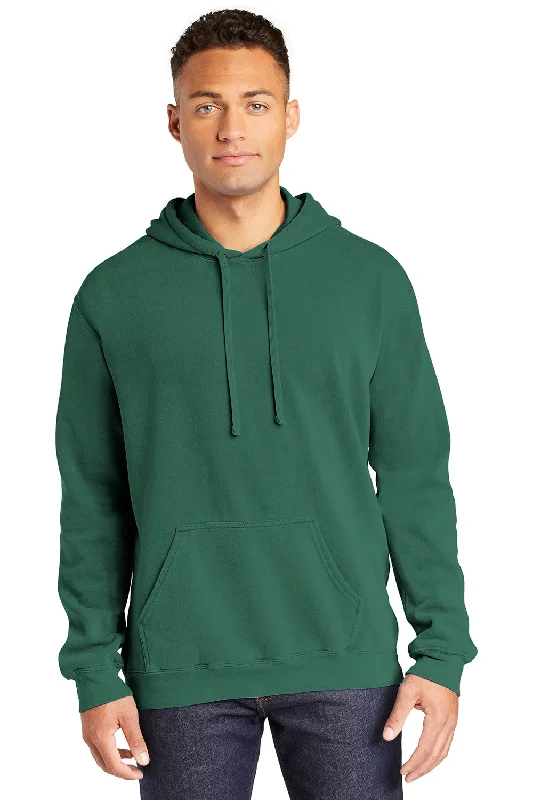 Graphic-driven Comfort Colors Mens Hooded Sweatshirt Hoodie w/ Pouch Pocket - Light Green