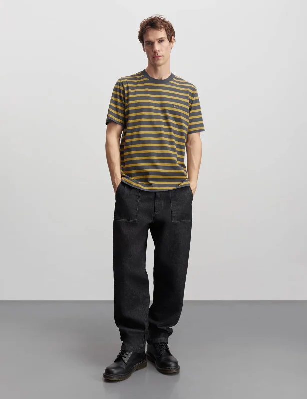 Heritage Cotton Jersey Stripe Frode Tee, Willow/Black Oyster