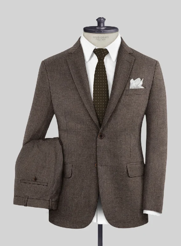 Formal Hardy Minnis Dark Brown Twill Wool Suit