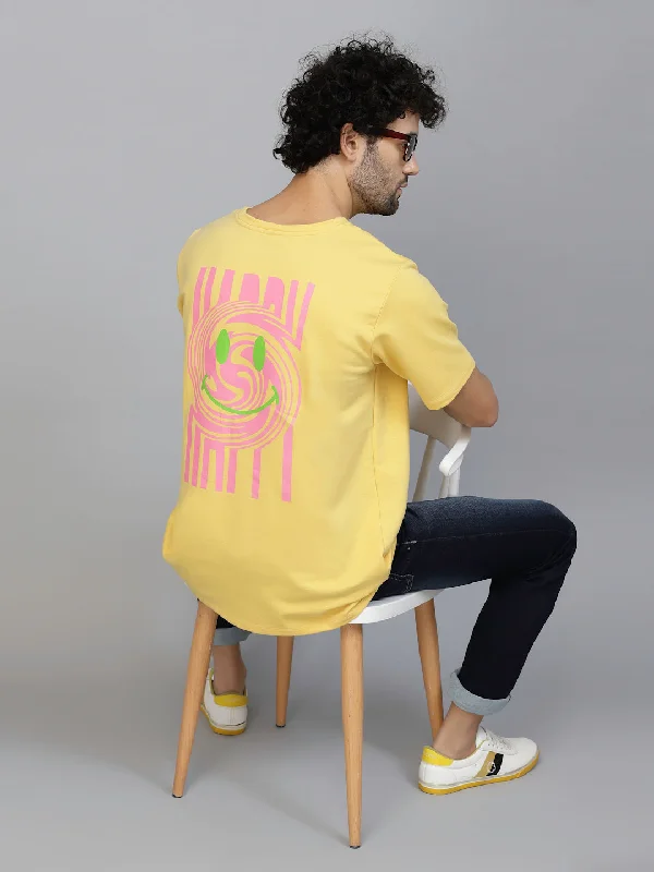 Vintage-inspired Happy Vibes Oversized Terry T-Shirt