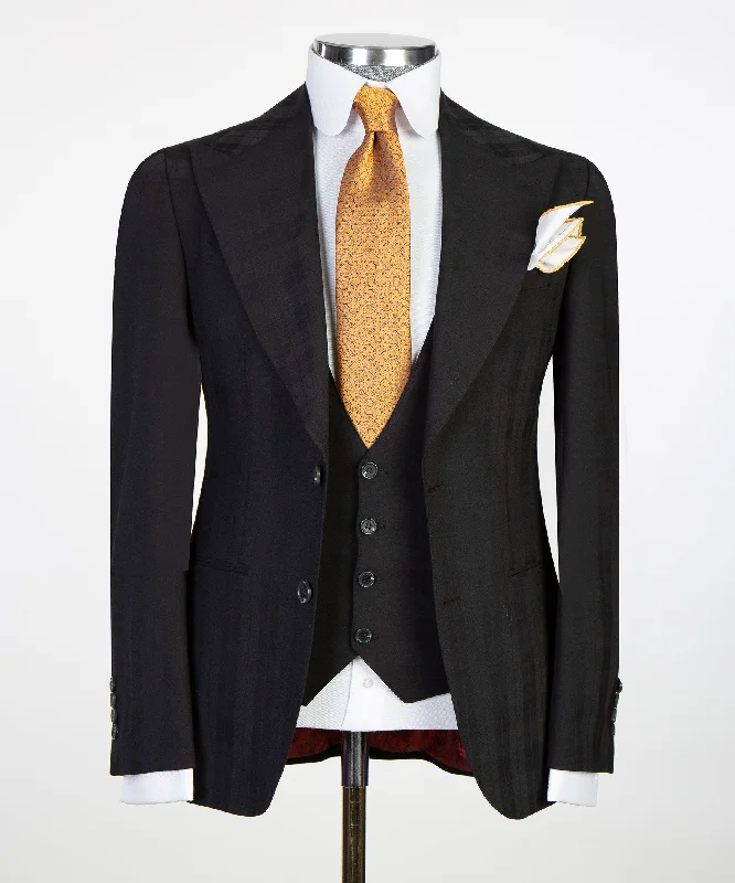 Couture Black Business Plaid Suit