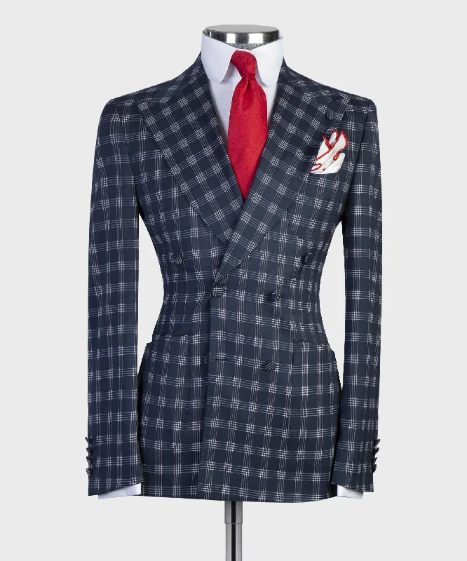 Designer Casual Plaid Suit