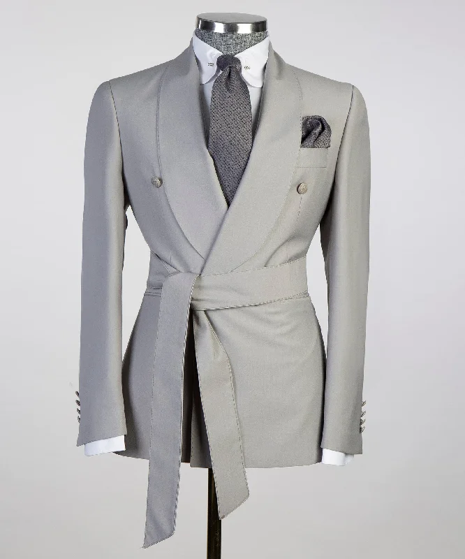 Vintage Belted Gray Suit