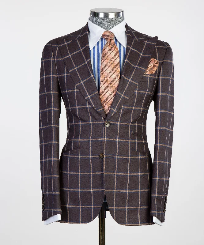 Heavy-duty Classic Dark Purple Plaid Suit