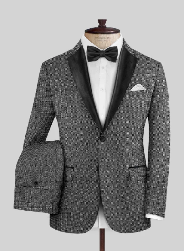 Sharp Napolean Gray Birdseye Wool Tuxedo Suit