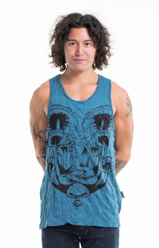 Bomber vest Sure Design Men's Spiritual Shroom Cat Tank Top Denim Blue