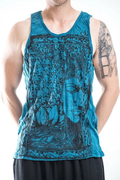 Sport vest Sure Design Men's Sanskrit Buddha Tank Top Denim Blue