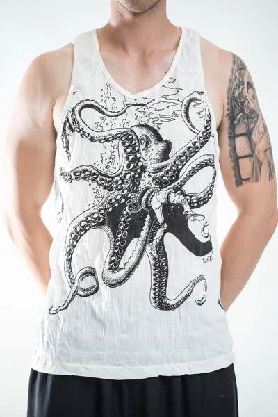 Denim vest Sure Design Men's Octopus Tank Top White