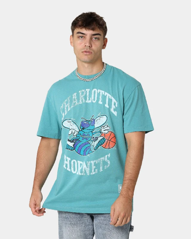 Urban Mitchell & Ness Charlotte Hornets XL Arch Vintage T-Shirt Faded Aqua