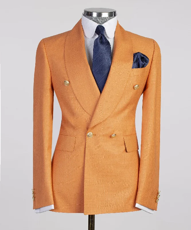 High-waisted Orange Golden Button Suit