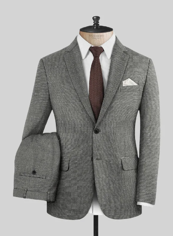 Modern London Loom Gray Twill Wool Silk Linen Suit