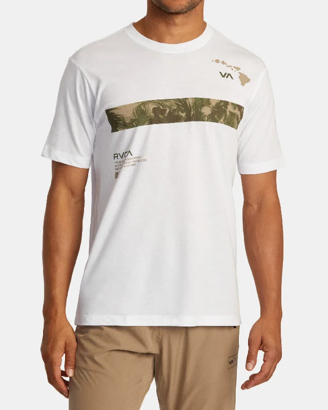 Wide-lapel Hawaii Bar Tree Tee - White