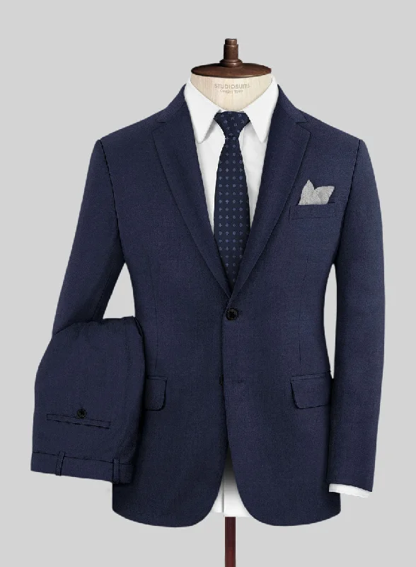 Modern-fit Hardy Minnis Navy Blue Twill Wool Suit