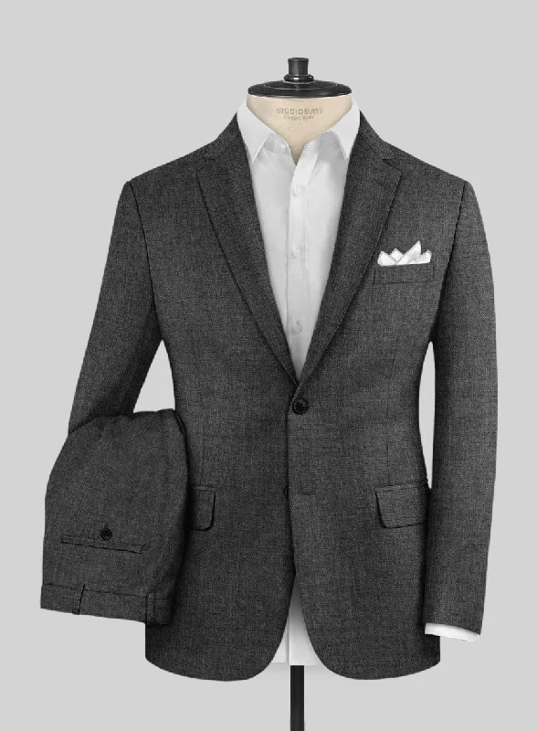 Monochromatic Hardy Minnis Charcoal Twill Wool Suit