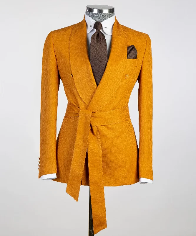 Plaid Belted Orange Suit