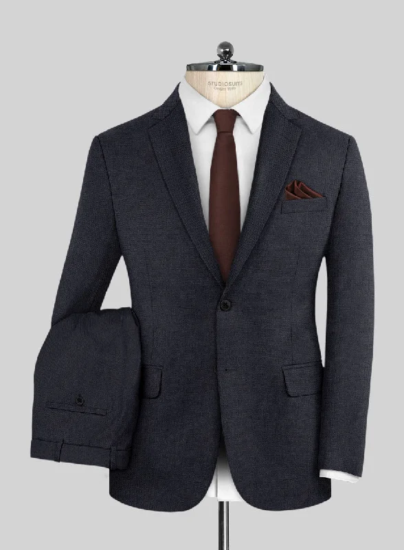 Bold-check Hardy Minnis Caravel Dark Blue Wool Suit