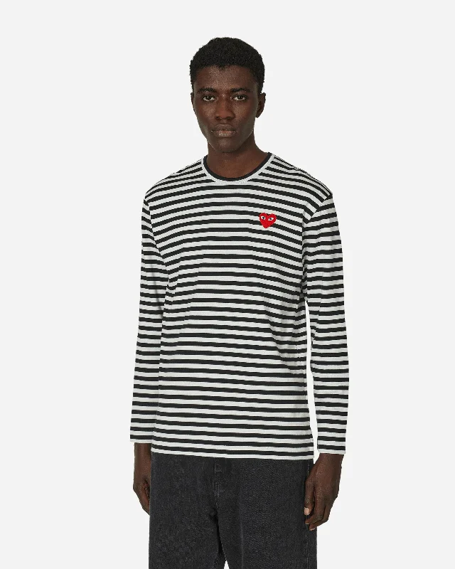 English Heart Striped Longsleeve T-Shirt Black