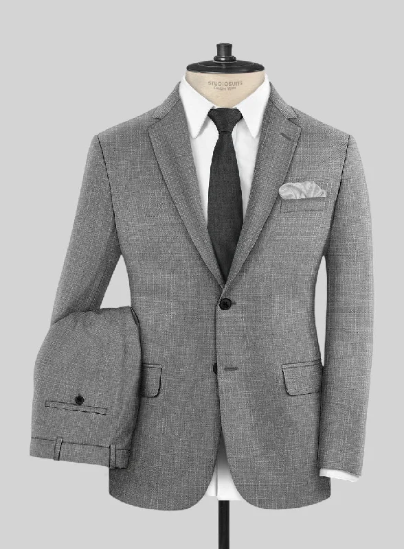 English London Loom Gray Eufemia Wool Silk Linen Suit