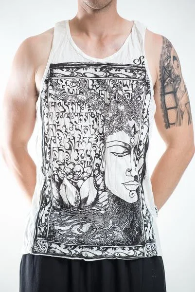 Leather vest Sure Design Men's Sanskrit Buddha Tank Top White