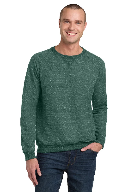 Hip-hop-inspired Jerzees Mens Vintage Snow French Terry Crewneck Sweatshirt - Heather Forest Green