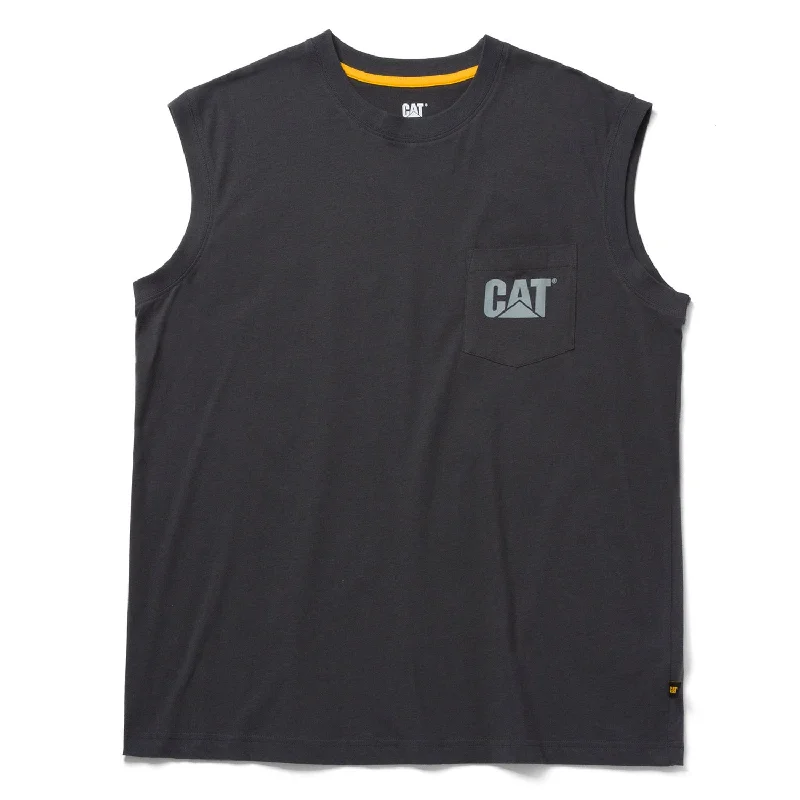 Fitted CAT Men's Trademark Sleeveless Pocket Tee