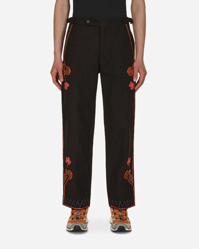 Patterned pants Rancher Embroidered Trousers Brown