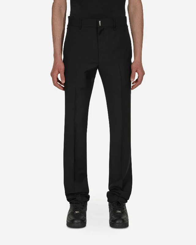 Printed trousers Zip Details Wool Trousers Black