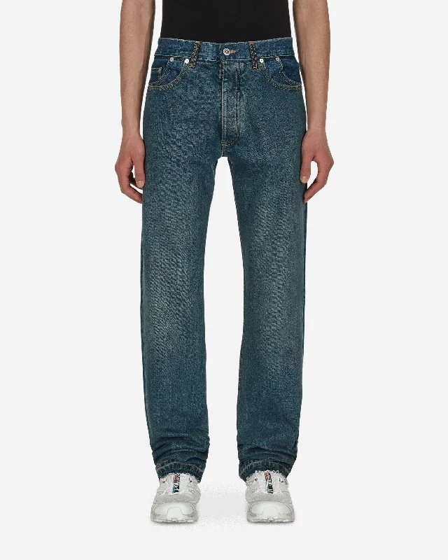 Bootcut pants Straight-Leg Faded Denim Pants Blue