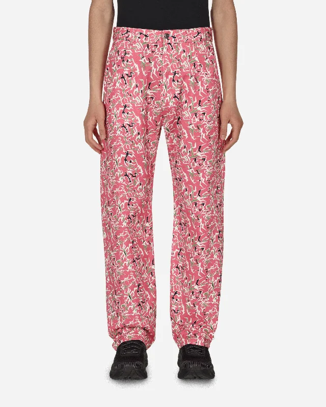 Loose fit Workwear Floral Pants Pink