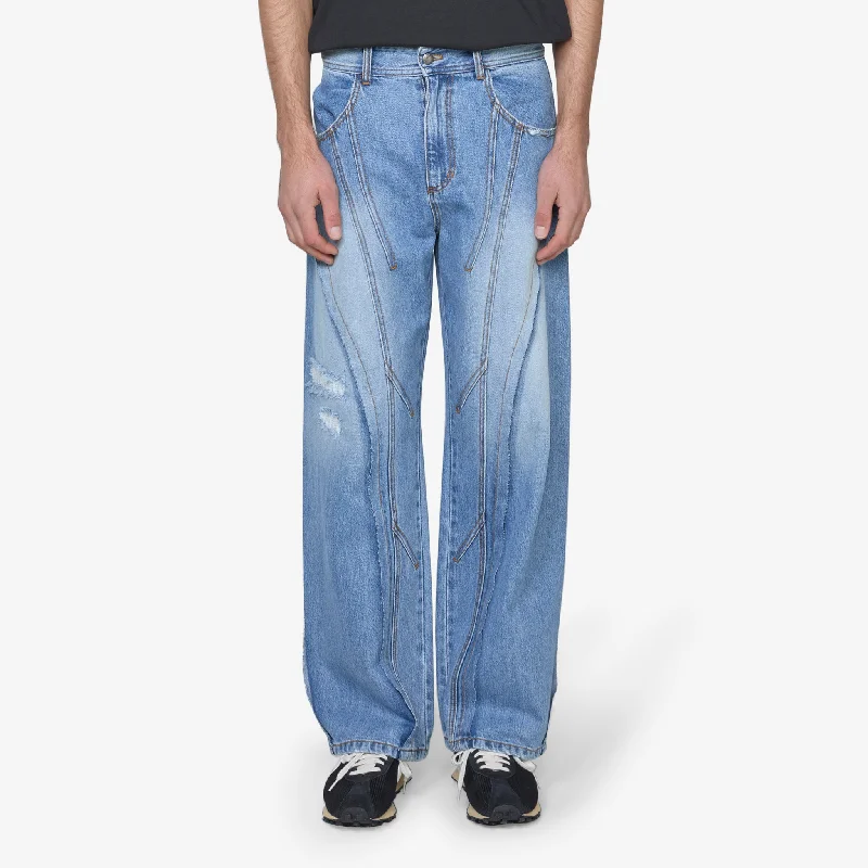 Formal pants Panel Carpenter Wide Leg Jeans Washed Blue