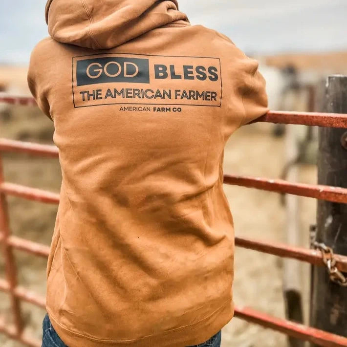 Faded shirt American Farm Co."God Bless the American Farmer" Hoodie in Light Brown