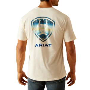 Denim shirt Ariat Men's Aztec Shield Logo T-Shirt in Off White