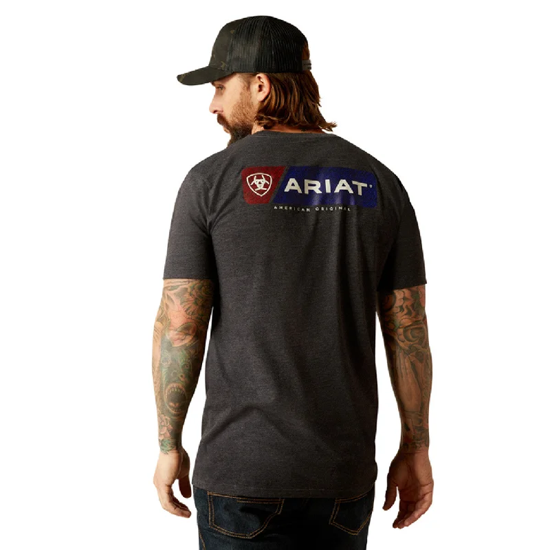 Long sleeve Ariat Men's Original Lines Graphic T-Shirt in Charcoal Heather