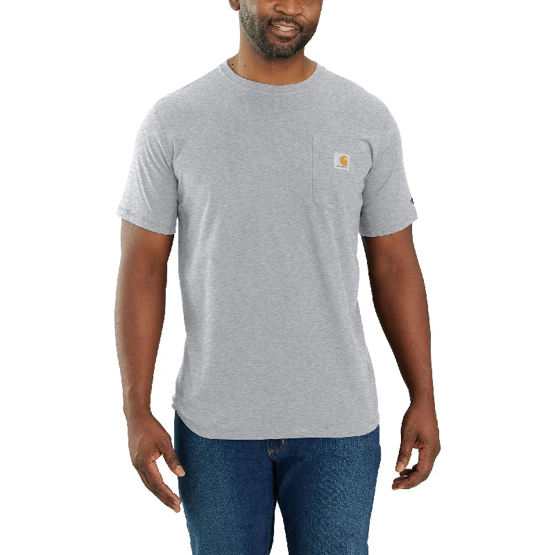 Casual button-up Carhartt Men's Force® Relaxed Fit Midweight Short Sleeve Pocket Tee_Heather Grey