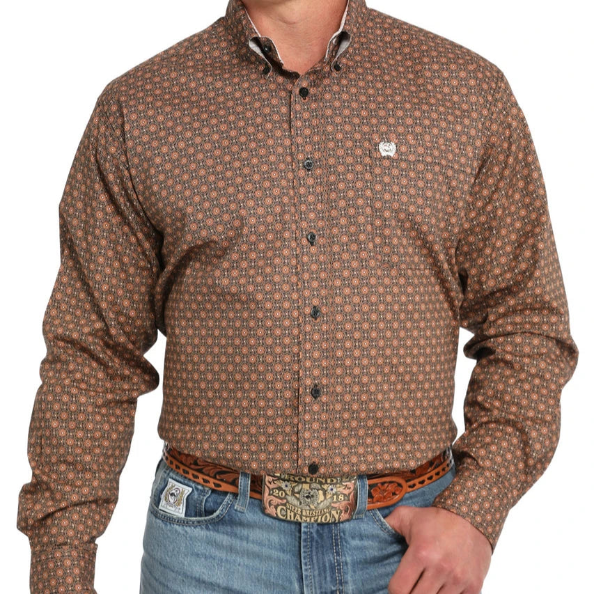 Graphic shirt Cinch Men's L/S Classic Fit Floral Medallion Western Button Down Shirt in Black