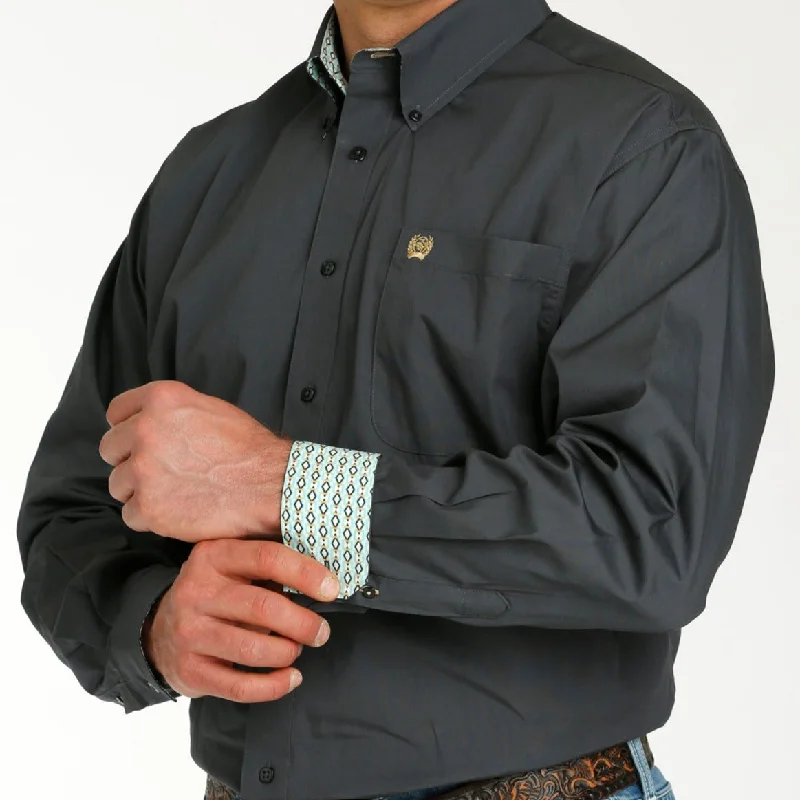 Relaxed fit shirt Cinch Men's Classic Fit Solid Charcoal Western Button Down Shirt