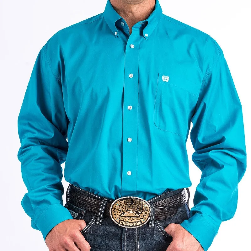 Oversized shirt Cinch Men's L/S Classic Fit Solid Western Button Down Shirt in Turquoise