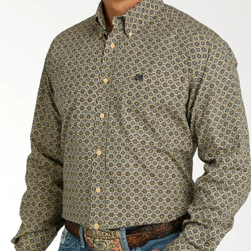 Fitted shirt Cinch Men's L/S Classic Fit Medallion Western Button Down Shirt in Gold