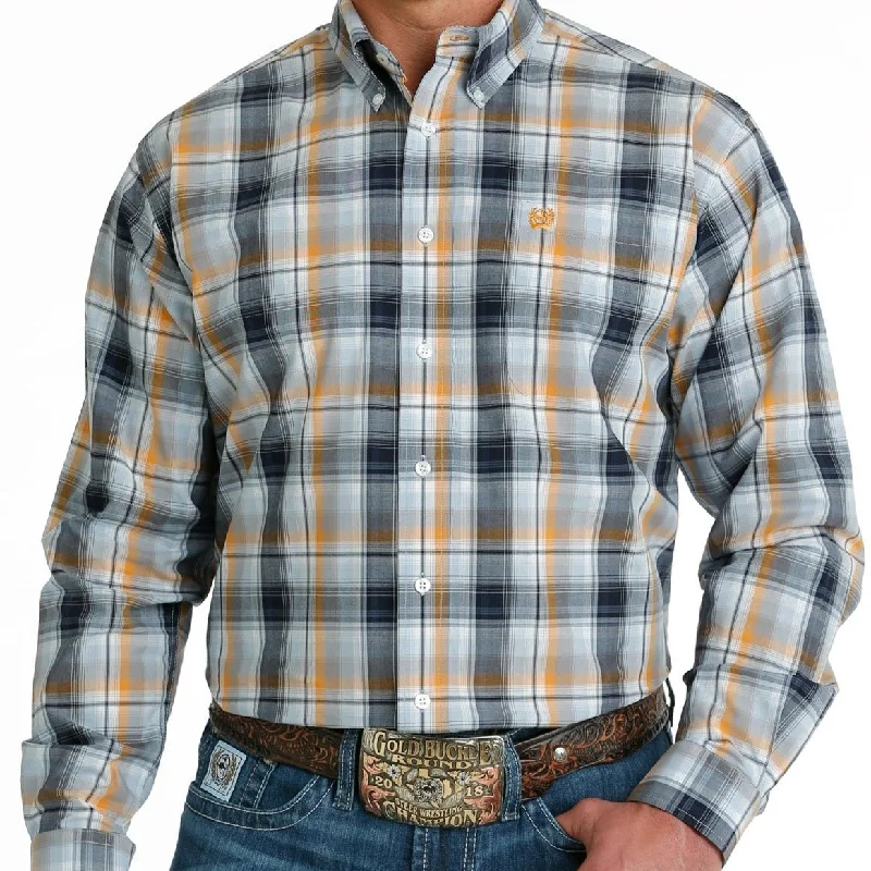 Layered shirt Cinch Men's L/S Classic Fit Plaid Button Down Western Shirt in Light Blue