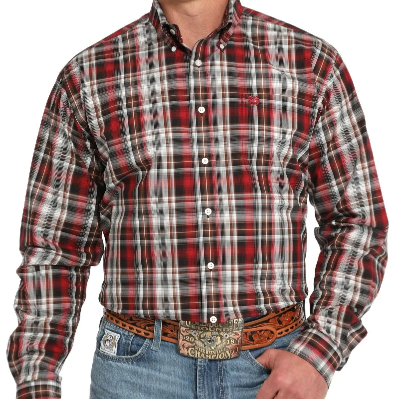 Casual shirt Cinch Men's L/S Classic Fit Plaid Western Button Down Shirt in Red