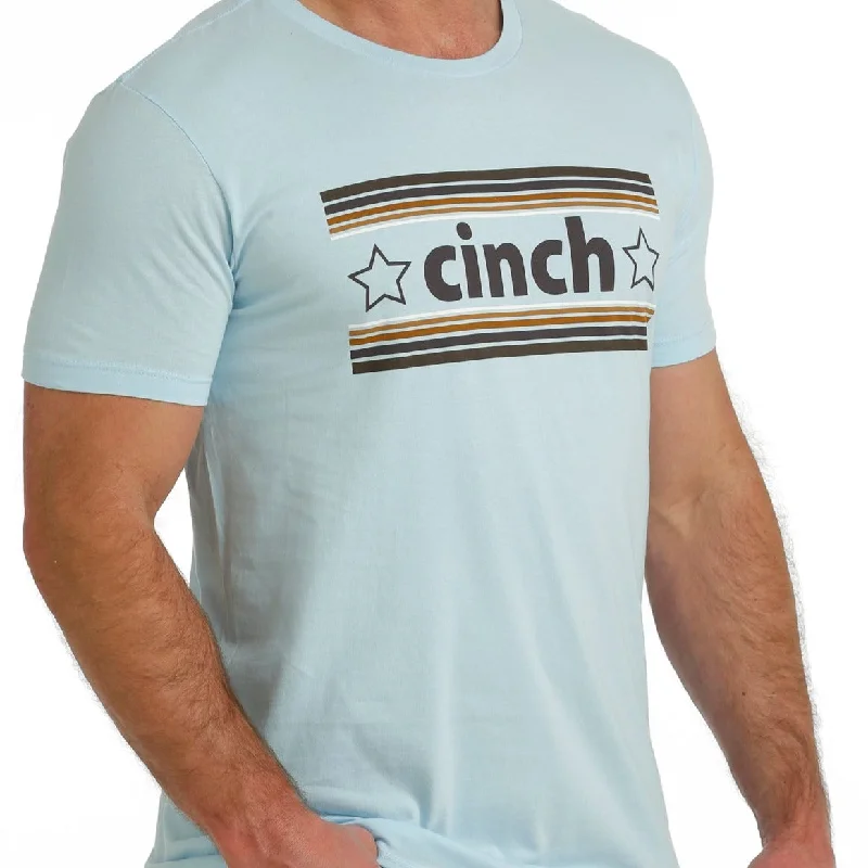 Relaxed shirt Cinch Men's Retro Stars Logo T-Shirt in Light Blue