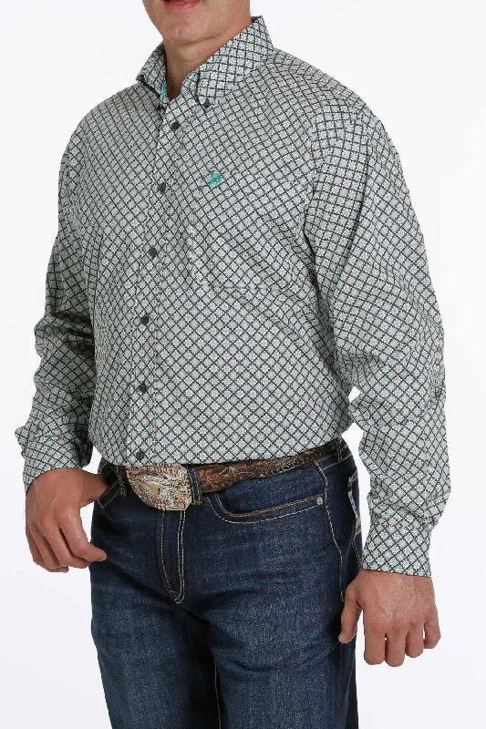 Button-down shirt Cinch Men's Charcoal Geo Print Button Long Sleeve Western Shirt MTW1105269