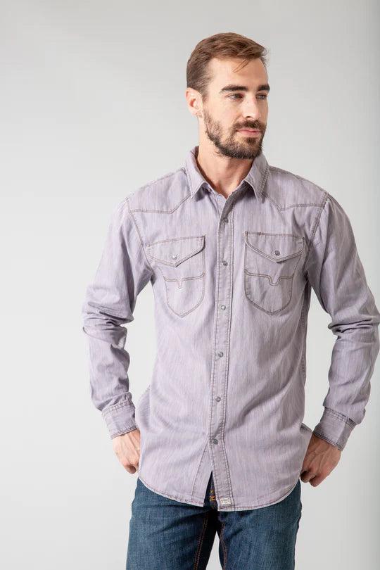 V-neck shirt Kimes Ranch Men's Grey Denim Grimes Western Shirt