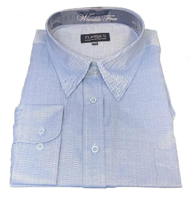 Button-down shirt Falcon Bay Classics French Blue Herringbone Woven Dress Shirt